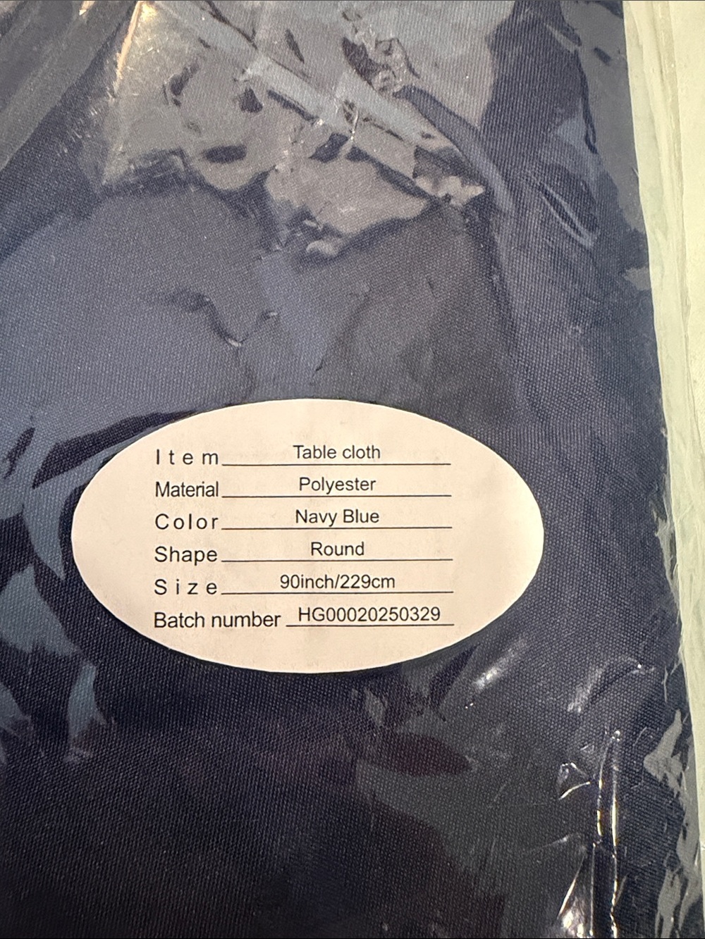 Navy Blue Round Polyester Tablecloth - Unbranded